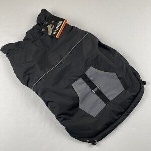 Pet Apparel Dog Jacket Medium Polyester Soft Shell Fleece Lined Black Hook/Loop